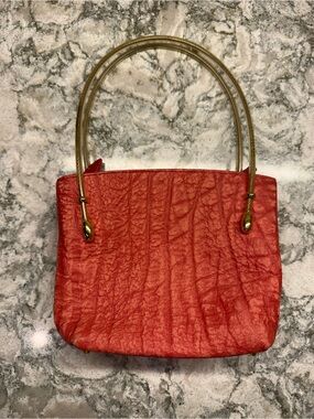 Vtg Lorenzi mini bag coral buffalo leather